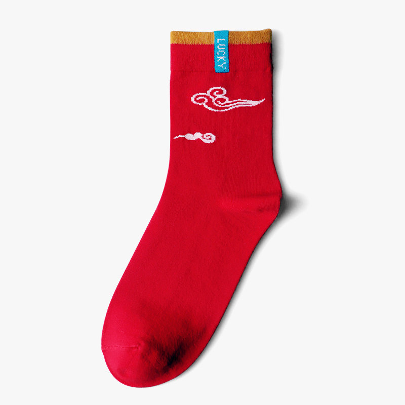 Original Painting Shell Red Socks Personality Tide Crew Socks Christmas Socks Animal Socks